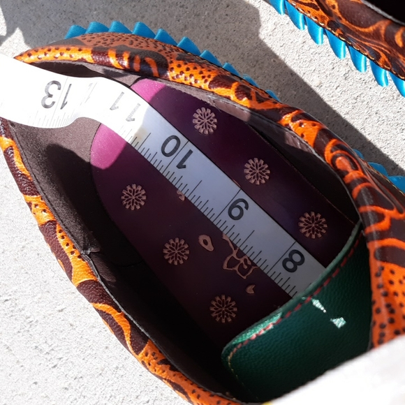 Boho Sz 42 Floral Multicolor Lace Up Ruffle Patchwork Clog Shoes - Picture 16 of 17